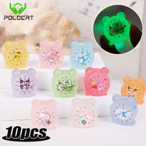 10PCS Anime Sanrios Alarm Clock Series 3D Luminous Resin Patch Ornaments MyMelody Kuromi Cinnamoroll DIY Handmade Decor Material