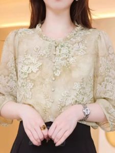 DAIXIANGFEIZI | Áo Blouse Chiffon Hoa Văn