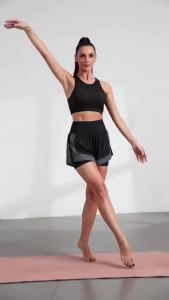 Quần Short Thể Thao Nữ 2 Trong 1 Hai Lớp Cạp Cao Chạy Bộ Tập Luyện Đi Biển Mùa Hè Có Túi