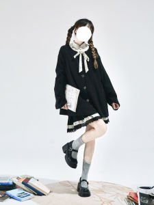 ALL BLACK Thiên Văn Xã Hanfu Cổ Tròn Hai Lớp Màu Đen Đơn Giản Đa Năng Phong Cách Cổ Điển Trung Quốc Thời Ming Hanfu