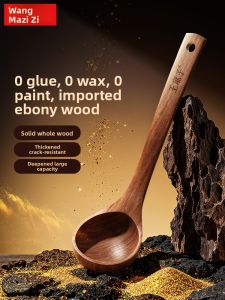 WANGMAZI | Long Handle Wooden Soup Spoon Sand Pot Specialized Food Grade Large Wooden