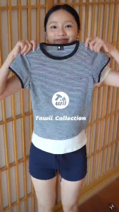 Tawii. Striped T-shirt For Woman Slim Fit Short Sleeve Crop Top High Elasticity