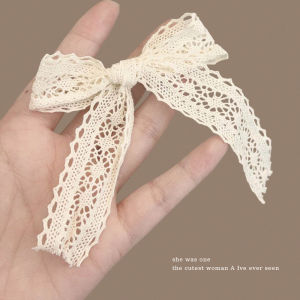 NING ZHOU | Elegant White Lace Bow Hair Clip