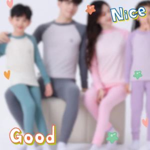 Spring Autumn and Winter Childrens round Neck Homewear Pajamas Suit Child and Teen Boys Girls Raglan Sleeve Bottoming Underwear Autumn Clothes Long Pants