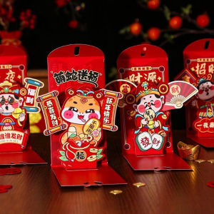 เทพเจ้าแห่งความมั่งคั่งป๊อปอัพซองจดหมายสีแดง3มิติสุดสร้างสรรค์กระเป๋ามีโชคด้านการเงินปีงู Angpao ซองสีแดง2025ปีใหม่