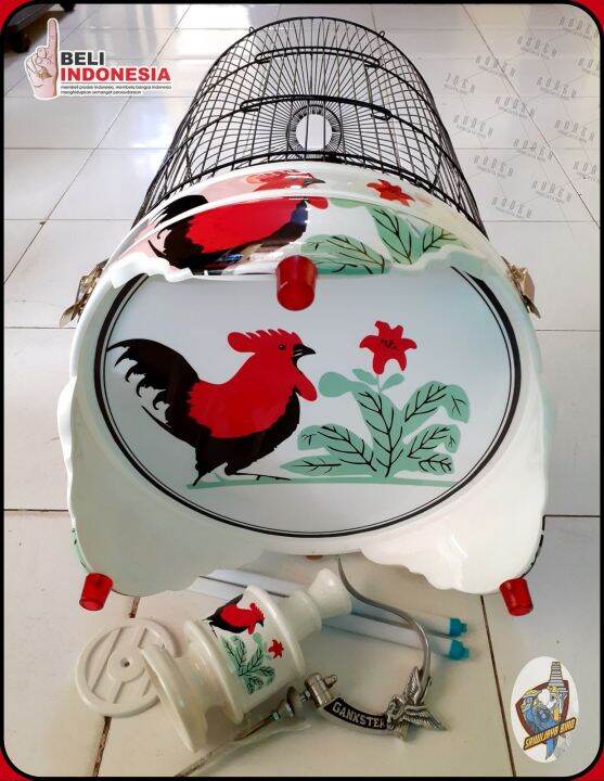 Kandang Kapsul Lovebird Fullset Tebok Pvc Motif Ayam Jago Lazada