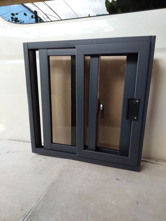 sliding window with screen 50cm × 50cm matte gray(new aluminum color ...