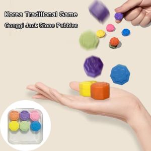 MYTHIS 6Pcs/box สีสันสดใส เกมแจ็คสโตน gonggi พลาสติกทำจากพลาสติก ชุดก้อนกรวด สนุกกับการ ที่จับหินของเล่น เกมดั้งเดิมของเกาหลี
