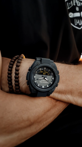 NORTH EDGE Tactical Digital Mens Watch Shockproof Case 50M Waterproof Dual Display Luminous Hands World Time Step Counter Fortress 46MM
