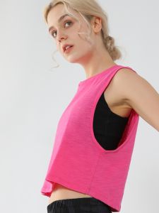 CJLINDF | New Spring Summer Sleeveless Short Loose Cotton Breathable Sweat Absorption Yoga Wear