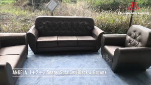[FREE INSTALLATION] SMASIS ANGELA 1+2+3 Seater Sofa Set With PVC Leather Upholstery Sofa