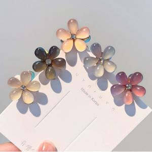 1Pcs Gradient Cats-eye Stone Flower Hair Clip Mini Grab Clip Senior Sense Of Sweet Side Clip Hair Styling Accessories
