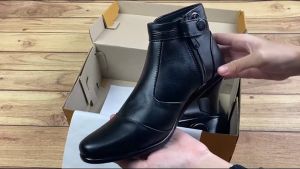 Sepatu Boots Formal High Zipper Wanita Heels Kulit Kerja Ukuran Besar Big Size 41 - 44