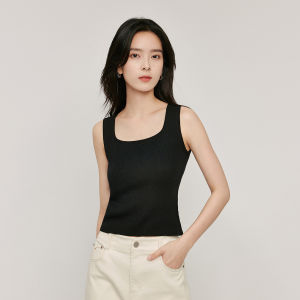 Inman French Style Basic Knitted Vest Womens Square Collar Sweater Autumn New Arrival Simple Design Polyester Blend No Sleeve