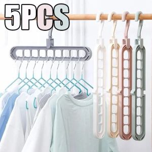 KEBIDU 5pcs 9-Hole Wardrobe Storage Rack Multifunctional Foldable Clothes Drying Rack Storage Clothes Rack Space-saving Storage Rack