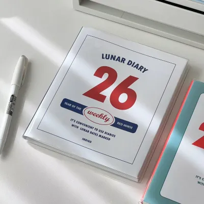 2026 Korean Notebook Schedule Book Student Monthly and Weekly Plans Journal Notebook Diary Planner Stationery Student Supplies