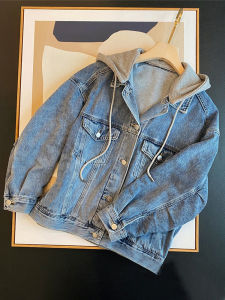 Trendy Girls Denim Jacket Childrens New Korean Style Casual Versatile Hooded Top Large Childrens Casual Clothes Cotton Polyester Blend