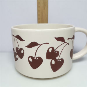 Large Capacity Ceramic Mugs 3D Relief Engraving Personalized English Plant Phrases Microwave Safe Water Cups American Style