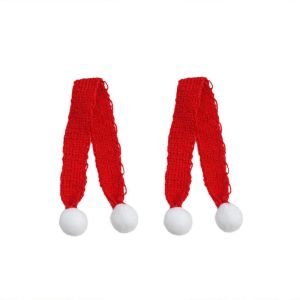 Christmas Color Knitted Mini Woolen Hat Scarf Red White Green Interleaved Finger Decorative Cap Christmas Decorations
