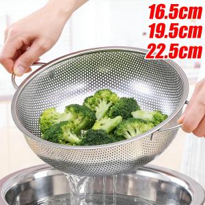 304 Stainless Steel Drain Basket Strainer / Rice Fruit Vegetable Washing Basin / Filter Sieve with Handle and Holder / Kitchen Sink Accessories