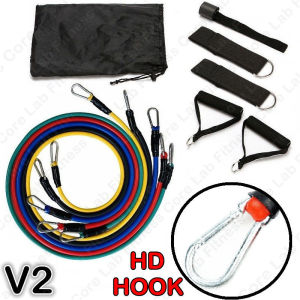 CoreLab 11PCS 11PC Elastic Resistance Bands Band Set Gym Kit Stretch Rubber Latex Yoga Fitness Pull Rope Straps Pilates Home Training Exercise Workout