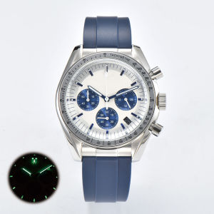40mm Chronograph Multifunction Watch Men VK63 Movement Black White Dial Stainless Steel Strap Montre homme