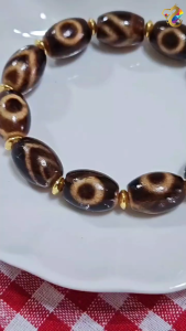 Premium Grade Natural Tibetan One Eye Mountain Barrel Dzi Agate Bracelet
