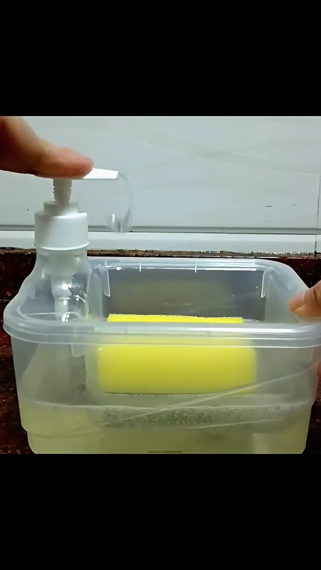 New Round Shape Dishwashing Soap Liquid Pump Soap Dispenser With Free Sponge Kitchen Tool