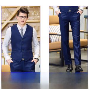 Professional Mens Womens Spring Autumn Vest Set Hotel Bank Front Desk Manager Work Uniform Polyester Pure Color Uniforms
