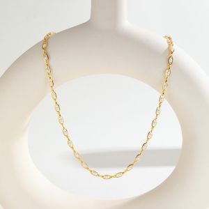 Kemstone mùa hè thanh lịch Vòng cổ hình trái xoan ngọc trai giả cho phụ nữ trang sức Vòng cổ đồng