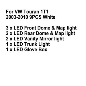Car Interior Light LED Kit For Volkswagen Touran 1T1 1T2 1T3 5T1 MPV 2003 2004 2006 2008 2010 2015 2020 White Canbus