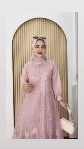 COD Laila Dress Velvet apk Brokat Tille Dress Wanita Terbaru Kekinian Gamis Kondangan Viral Murah