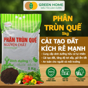 Phân Trùn Quế Greenhome Lavamix Bao 5kg Nguyên Chất Bổ Sung Dinh Dưỡng Cải Tạo Đất Bón Rau