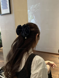 Handmade Velvet Hair Clip Shark Bite Hair Accessory New Style Fashionable Hair Jewelry Velvet Material Floral Pattern