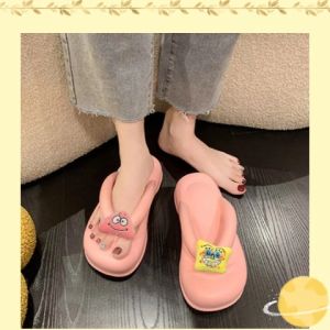 SQShop รองเท้าหูหนีบแฟชั่นสุดคิ้วท์ สีแดง ขนาดใหญ่ เส้นใหญ่ คู่สกุลเส้นใหญ่แบบน่ารัก ความหนาแฟชั่นสูง รองเท้าพ