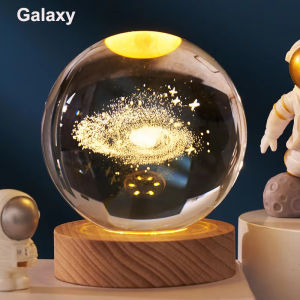 6cm 3D Crystal Ball LED Astronomical Solar System Decoration with Planets Moon Astronaut Design Home Snow Glass Globe for 2026