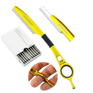 1 Thinning Razor 10 Blades Straight Salon Hairdressing Razor Stick Hair Cutter Rotary Barber Hair Cutting Knife Thinner