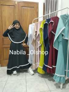 Gamis Anak Perempuan Hitam Set Jilbab | Baju Musliam Anak