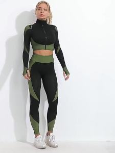 <915> Three-Piece High Waist High-Grade Summer Suit Yoga Clothes Sports Underwear Vest Long Sleeve Workout Clothes Yoga Pants