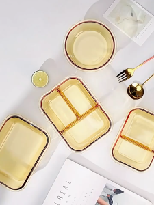 KANKA Glass Lunch Box Big Size Heat-Resistant Glass Fresh-Keeping Box Microwave Oven Safe Bento Box 640ml/1040ml