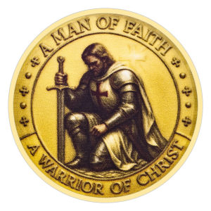A Warrior of Christ Gold Plated Collection Coin A Man of Faith Printing Knight Challenge Coin