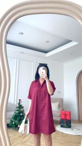 NANDO TERUSAN DRESS BRUKAT KASUAL WANITA BAHAN KATUN POPLIN LENGAN PENDEK FULL KANCING LUXURY