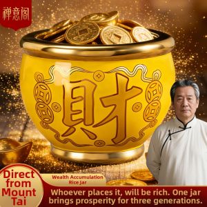 Ceramic Lucky Fengshui Fortune Bowl Red Gold Edge Home Decoration