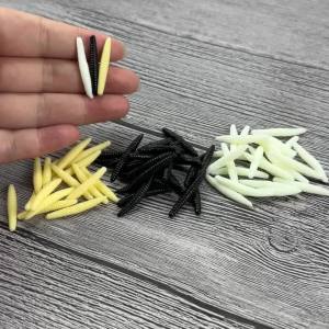 100Pcs Lifelike Soft Plastic Maggot Lures Artificial Worm Bait for Panfish Perch Walleye Fishing Gear for Freshwater Saltwater