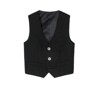 Children Blazer Vest  Boy Stage Costumes Size 100-170 Boy Formal Blazers Black Vest Long Pants Wedding Wears