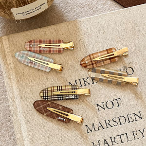 Caramel Plaid Seamless Hair Clips Womens Side Hair Accessories Duckbill Hair Clips 2025 New Style Hair Decorations