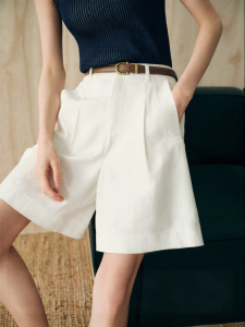 SUSHE | Breathable Shiny Pleated High-Waist Shorts