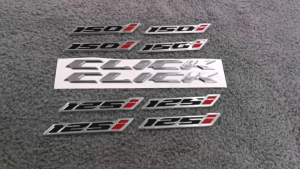 Honda Click 125i Emblem For Motorcycle Logo Black Gold Silver 3D Original Quality 2Pcs