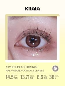 Kilala kính áp tròng cận nâu 6 tháng White Peach Brown DIA 14.5mm Kính áp tròng nâu Lens nâu tự nhiên có độ (0-8) 1 cặp