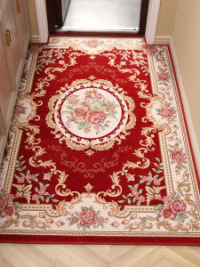 Anti-Slip Entrance Door Mat Home Use Living Room Carpet Door Threshold Mat European Style Square Fiber Plant Floral Pattern